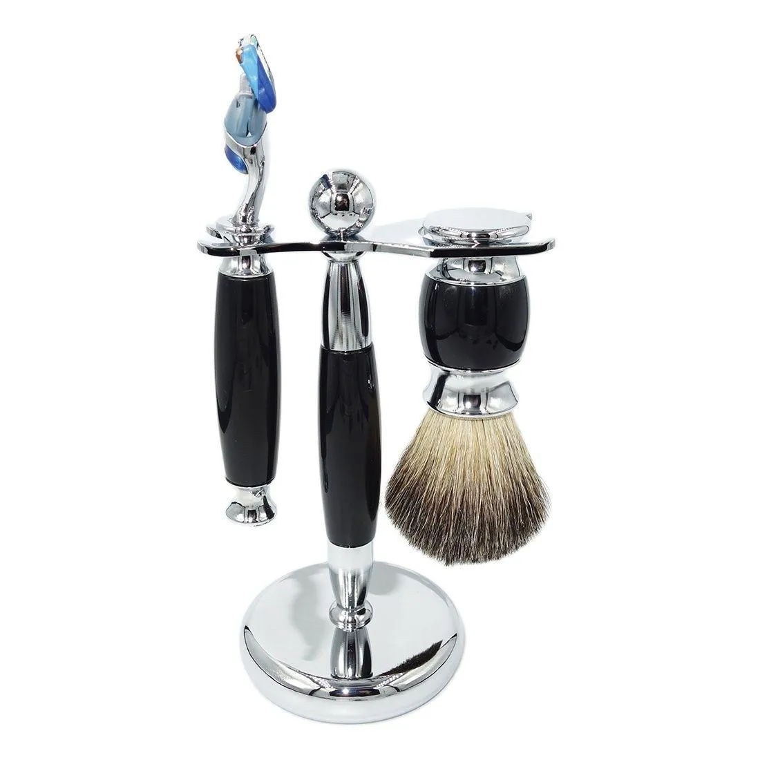 Blades iRAZOR Luxury Men's Wet Shaving and Hair Removal 5Layer Safety Razor New Design Resin Handles with Soft Pure Badger Brush