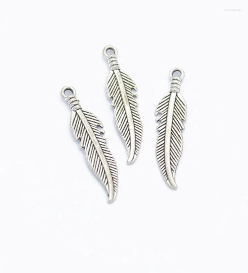 Charms 100pcs 27 6mm Fashion Alloy Feather Pendant For Necklaces Earrings Making Accessories Leaf Diy Jewelry F0023
