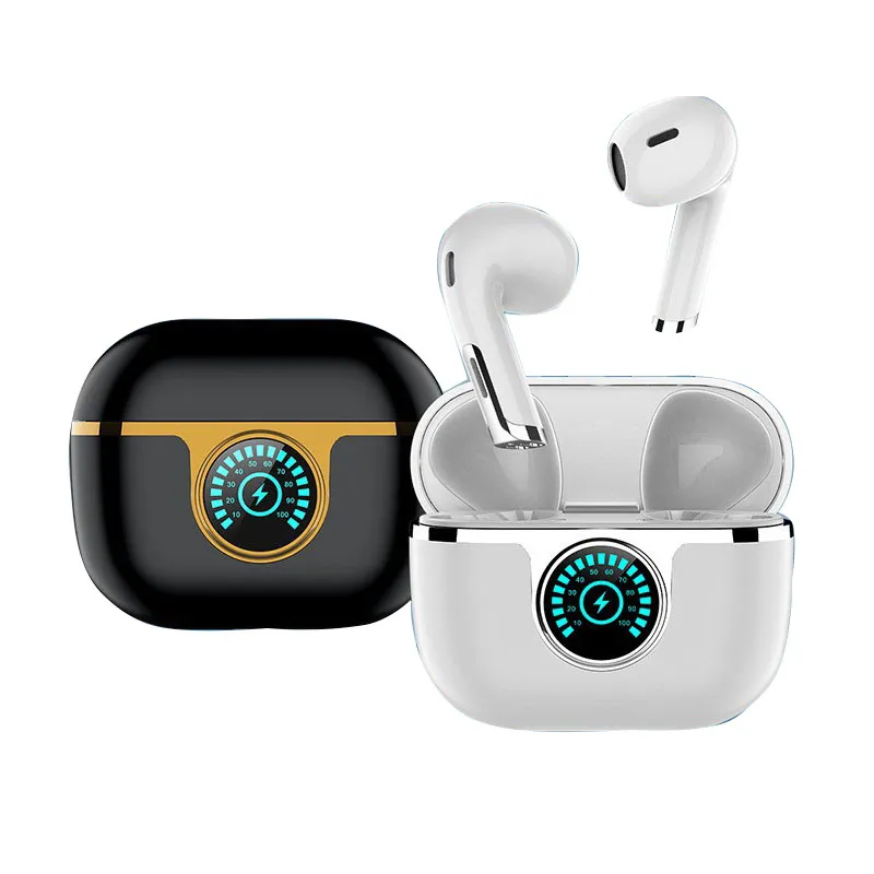 Binaural TWS Fones de ouvido sem fio Bluetooth Fones de ouvido para jogos Música Cuffie Headset Power Display tipo C Estojo de carregamento Chamada HD viva-voz para Huawei Samsung Iphone