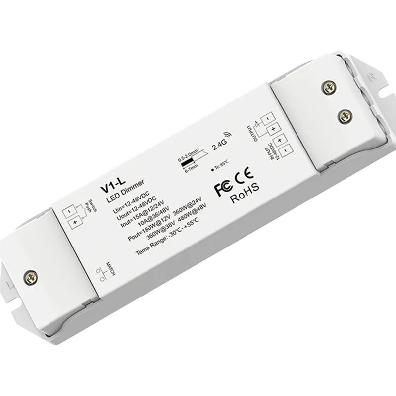 1CH*15A 12-48VDC CV LEDコントローラーシングルカラー用プッシュディムV1-L 5050 3528 SMD LEDストリップライト