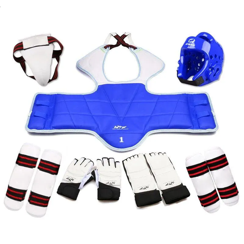 Protective Gear Taekwondo Glvoes Karate Vest Body Protector Sparring Gear Adult Children Arm Shin Chest Guard Helmet MMA Training Set Equipment 230530