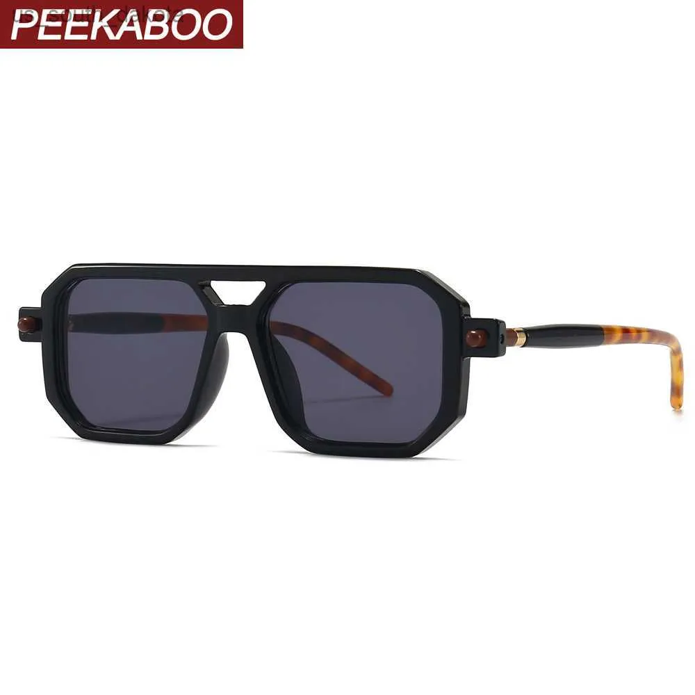 Peekaboo mode lunettes de soleil carré hommes marron léopard dames lunettes de soleil uv400 noir mâle été style 2022 femme vente chaude L230523