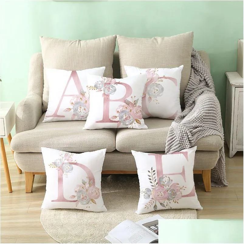 Kuddefodral 18x18Inch Pink Letters Soft Pillow Case Peach Skin Office SOFA CUSHION LIVE SEAT DECORATIVE ER VT1784 Drop Deliver DHTBR