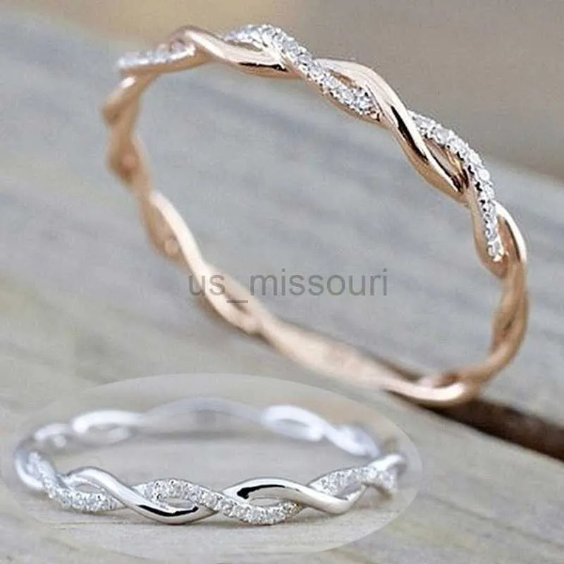 Delicate Infinity Vine Ring Gold And Silver With White Zircon_voghion.com