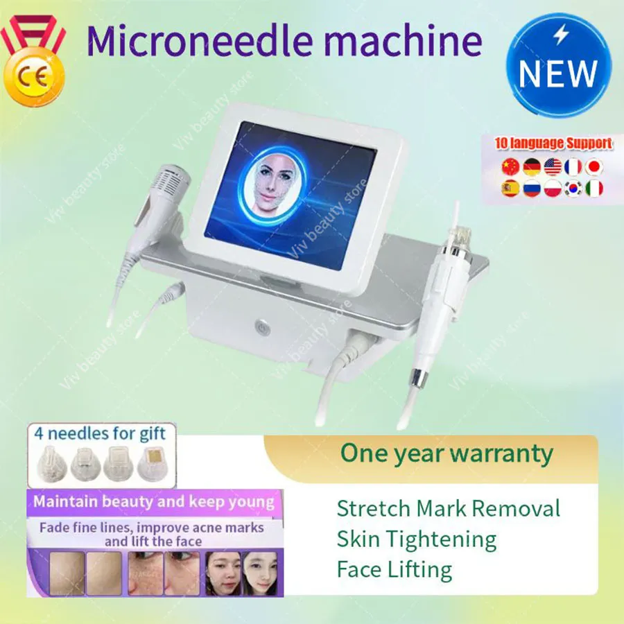 Fractional Rf Microneedling Machine 2 EN 1 Vergetures Acné Remover Morpheus 8 MicroNeedle Lifting Avec Poignée Froide