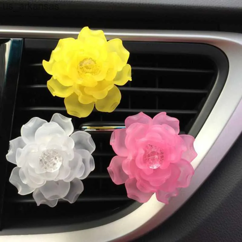 Interior Decorations Car Ornament Camellia Vent Outlet Perfume Clip Solid Fragrance Air Freshener Decoration Flower Aromatherapy Accessories 0209 L230523
