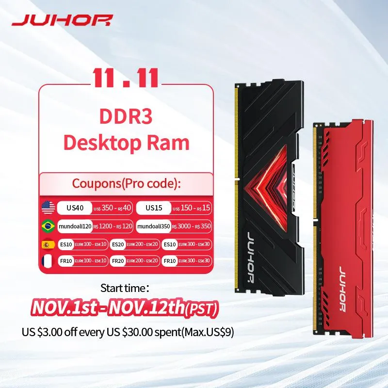 ポンプJuhor Memoria Ram DDR3 4GB 8GB 1600MHz 1866MHzデスクトップメモリ​​新しいDimm DDR3 1333MHz 1.5Vヒートシンク付きRAMS