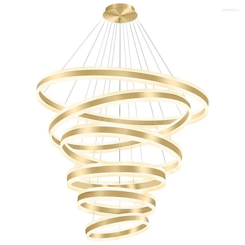 Chandeliers Nordic Modern Round Ring LED Ceiling Pendant Lights Suitable For Living Room Dining Hall Home Decoration Light Fixtures