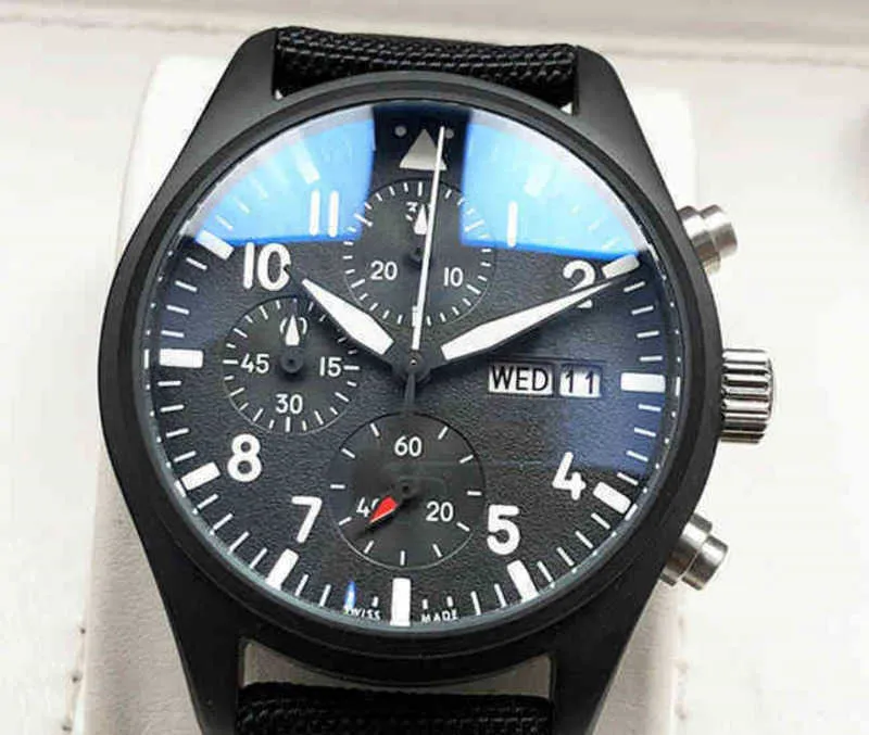 Klockor för män mekanik armbandsur fighter 3777 pilot topp timing sex stift lysande vattentät mäns bälte designer 1p