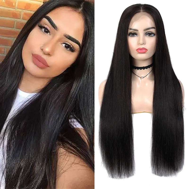 Natuurlijk zwart kanten deel menselijk haar pruik Braziliaans recht lang haar 13x1 t deel pruik voor zwarte vrouwen remy haar pruik Ijoy