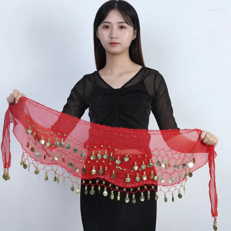 Stage Wear Sequins Oriental Dancing Bellydance Egyptian Belly Dance Skirts Latin Clothes Chiffon Girl Costume Dancer Jazz Beaded Hip Scarf