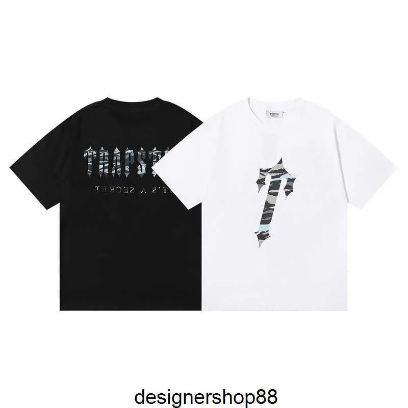 2023fw Hochwertige Designer-Herren-T-Shirts, trendiges Trapstar-Militär-Camo-Buchstaben-Baumwoll-Doppelgarn-Kurzarm-T-Shirt
