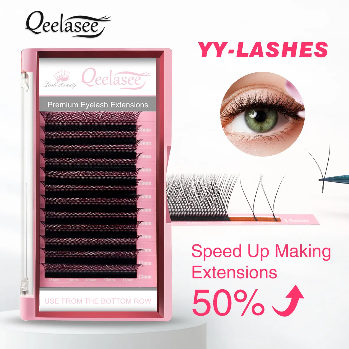False Eyelashes Qeelasee Y Shape Lash Extension Wholesale Mink Volume