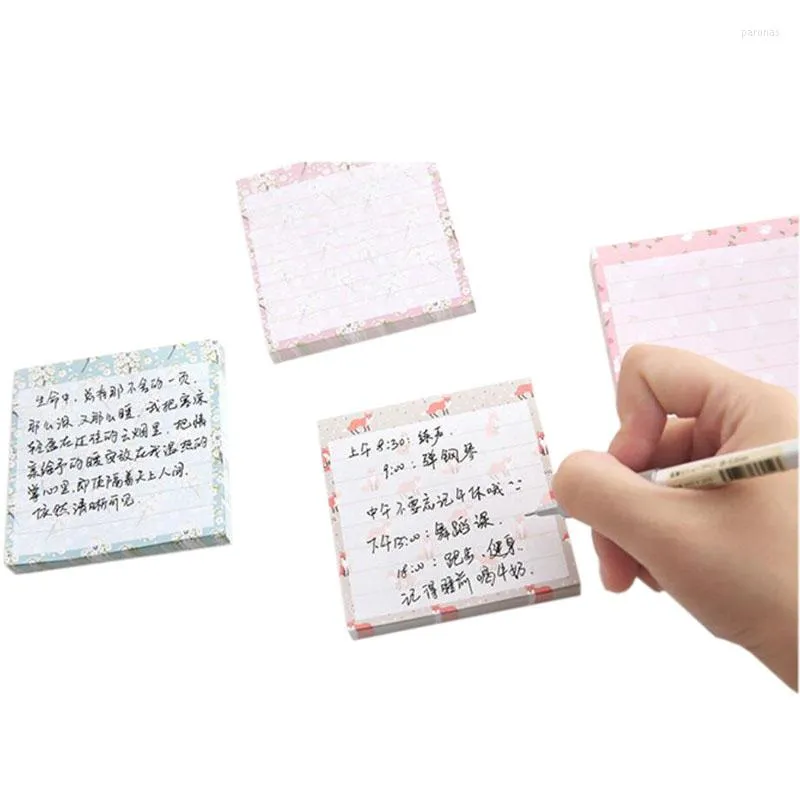 1 paquet Kawaii coloré fleur rayures bloc-notes créatifs ligne horizontale Notes postées N fois bureau étudiant papeterie