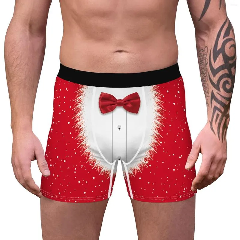 Mutande IEFiEL Pantaloncini boxer stampati natalizi da uomo sexy per le vacanze Jockstraps Bulge Pouch Fancy Underwear Lingerie