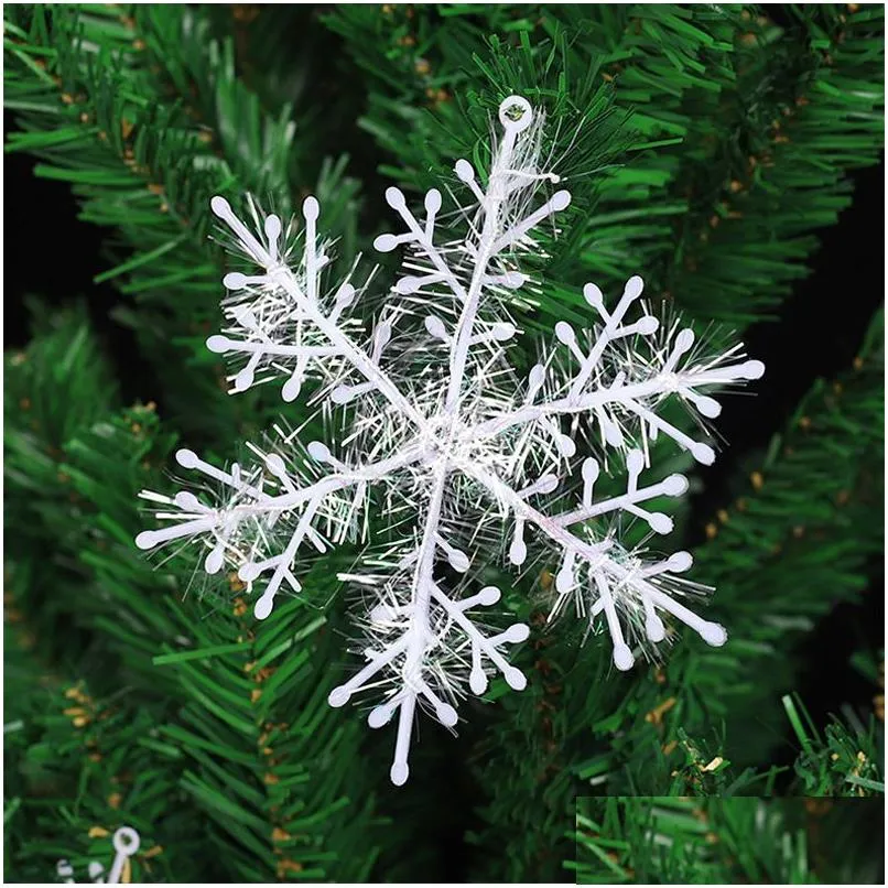 Juldekorationer 3st/Lot Decoration Snowflake Tree Ornament Plastiska snöflingor Artificial Party Supplies DBC Drop Delivery Hom DHY50