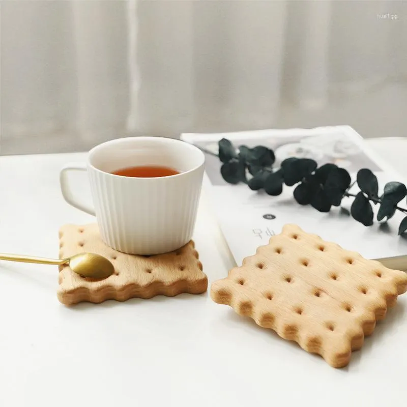 Table Mats Wood Biscuit Drink Coasters Beech Walnut Cup Mat Coffee Mug Placemats For Kitchen Saucer Dining Small Gifts