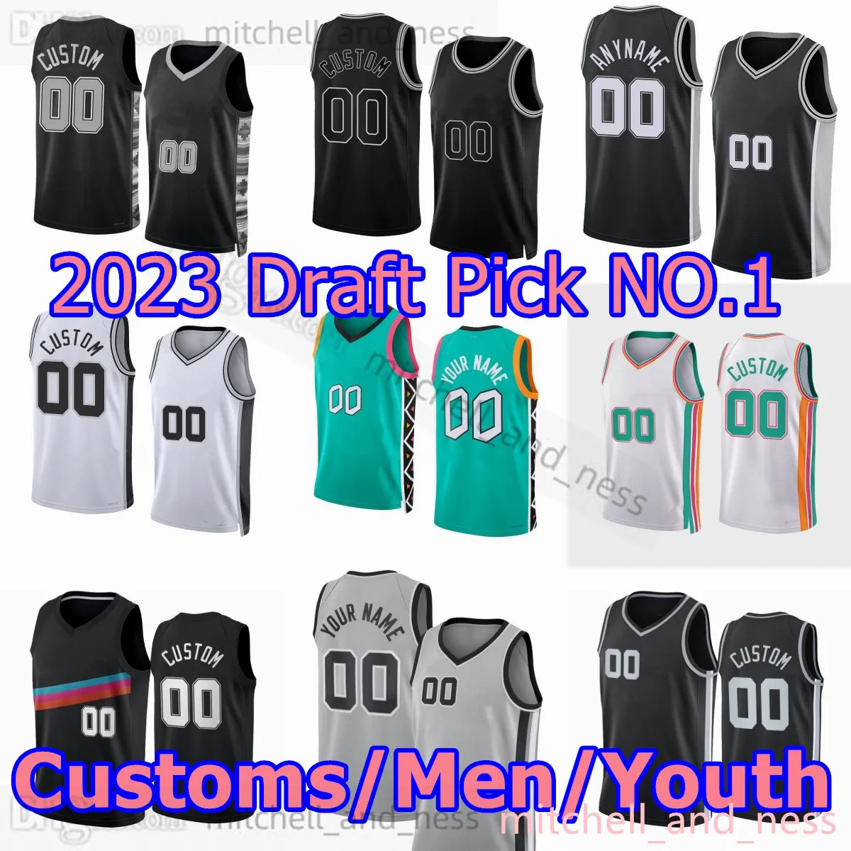 1 Victor Wembanyama Jersey 2023 Draft Pick No.1 맞춤형 농구 유니폼 17 Doug McDermott 4 Devonte 'Graham 24 Devin Vassell 35 Romeo Langford Men Youth