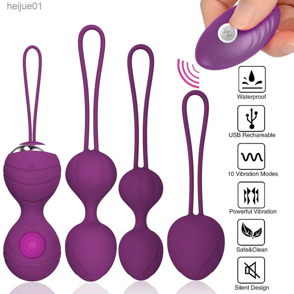 Yetişkin Oyuncaklar 5 PCS Vajina Egzersiz Kegel Balls Kit Ben WA Balls 10 Hızlı Vibratör Kablosuz Uzaktan Kumanda Atlama Yumurtaları Erotik Seks Oyuncak Kadınlar İçin L230518