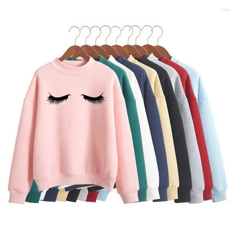 Women's Hoodies Eyelashes Makeup Lashes Mascara Print Sweatshirt Women Long Sleeves Fashion Streetwear Girl Harauku Clothes Drop Ship