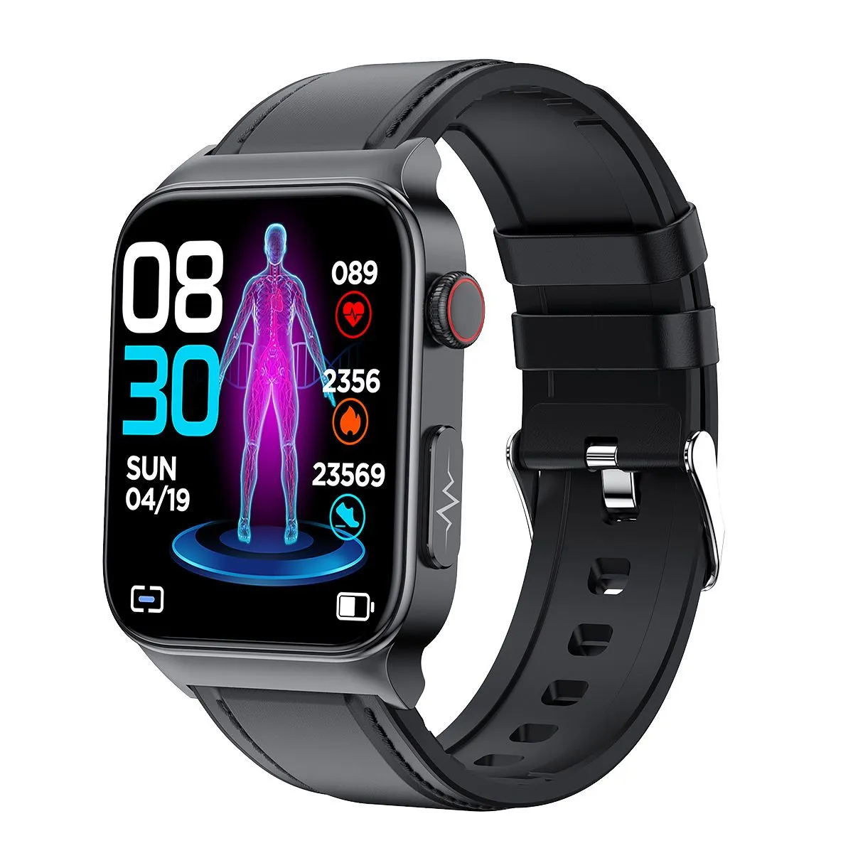 E500 big screen English smart watch mobile connect with IOS 1.83 inch Non Invasive Watch ECG Ppg Body Temperature Blood Oxygen