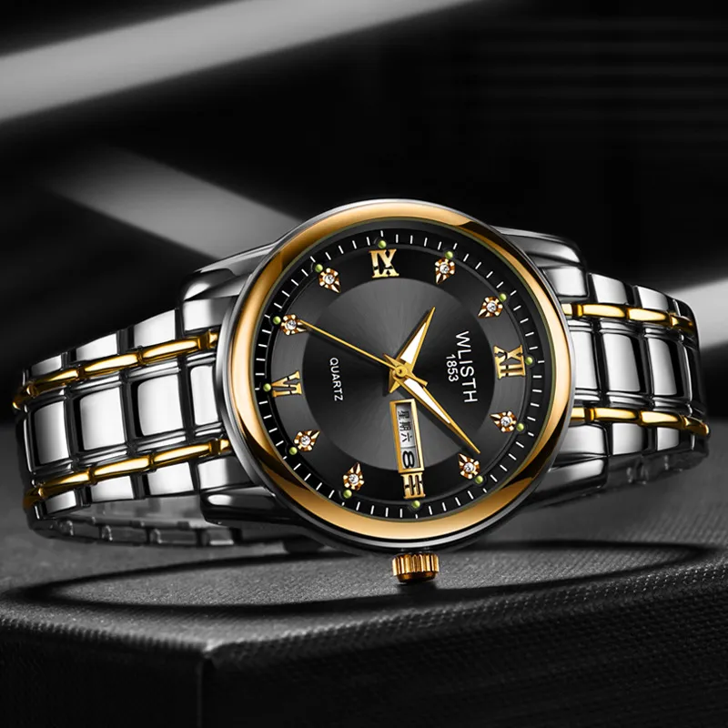 Foreign Trade Watch Dropshipping Men's Watch Waterproof Steel Band Watch Double Date Quartz Watch Fashion Watch