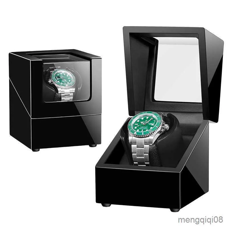 Watch Winder Wood Case Automatic Battery Operated Black for Mechanical ...