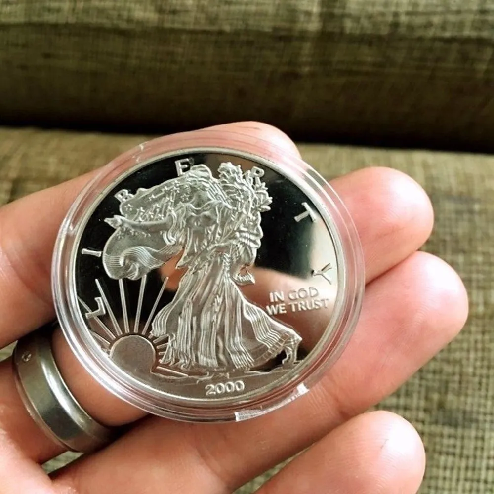 2000 1 oz Statue Of Liberty American Eagle Silver Coin Mirror Effect Collection Decorations