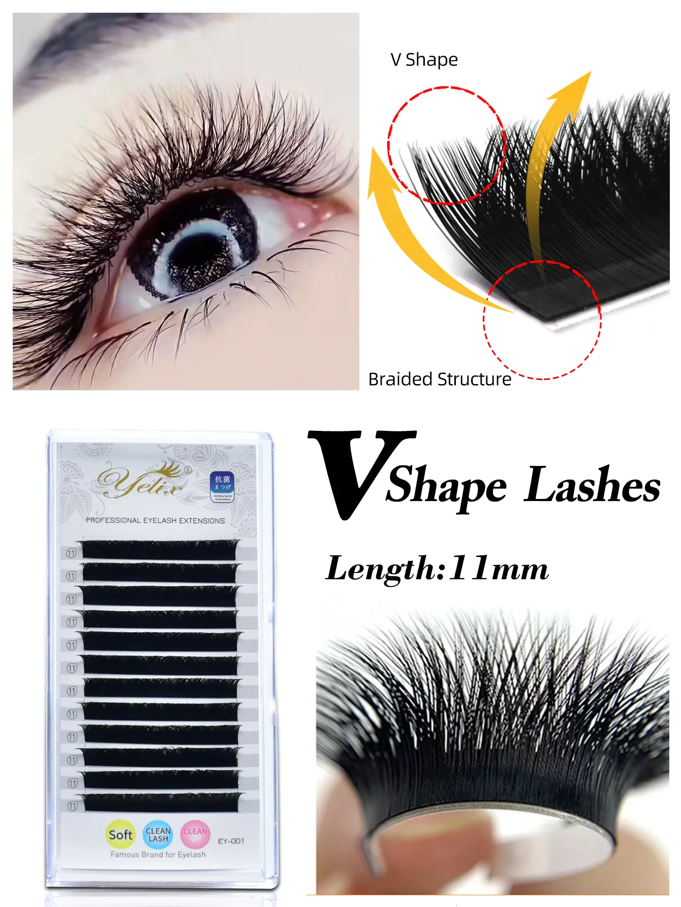 False wimpers Yelix V vorm Autofans Lashes Soft Easy Fan Wimelash Extension Volume Lash Premium Natural Individual Mink 230530