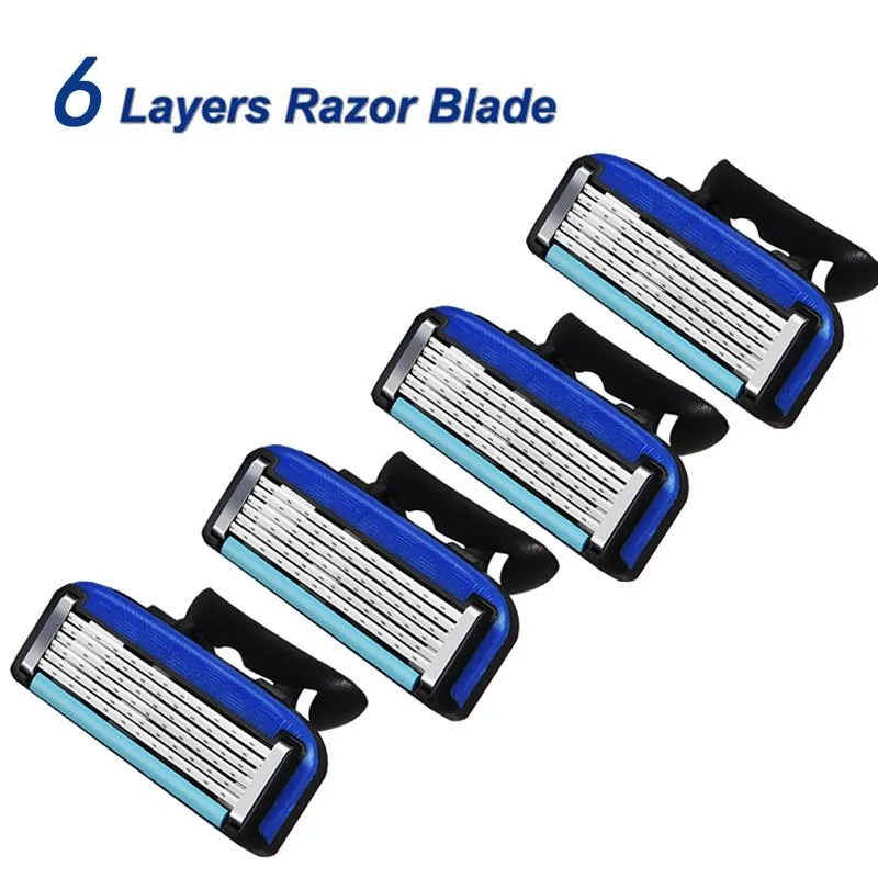 Shavers Men's shaver Manual Safty Razor Blades 6 Layers Stainless Steel Replacement Heads For GSeries F5 Handles Shaving Cassettes