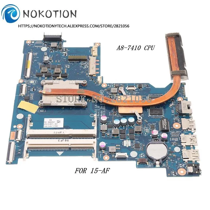 Материнская плата Nokotion ABL51 LAC781P ПК Основная плата для HP 15AF 813971001 813971501 Материнская плата ноутбука A87410 с Heatsink