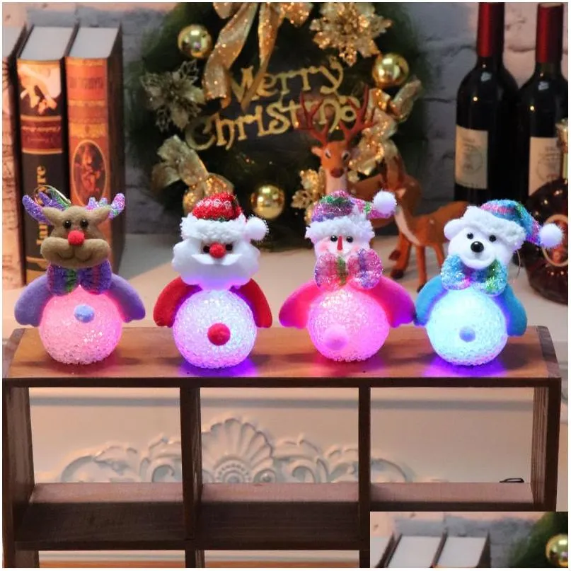 Decorazioni natalizie Decorazione Luce a led Eva Pupazzo di neve Bagliore notturno Appeso Babbo Natale Regalo Albero ornamento Dbc Drop Delivery Home Gard Dhyfk