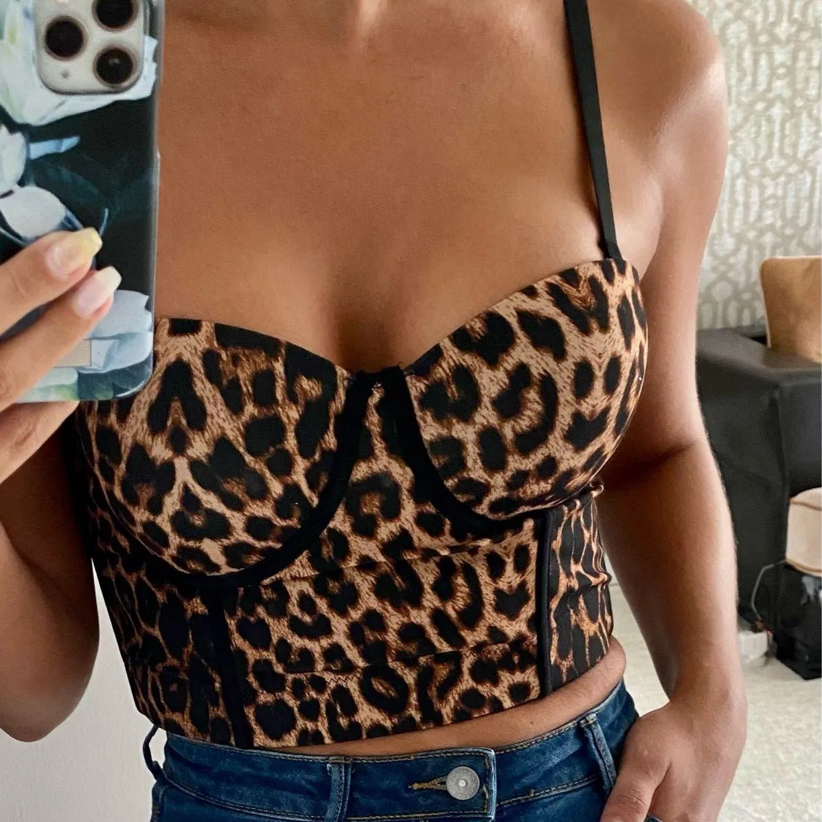 T-shirt 2023 Nuove donne Camisole Top Top Leopard Stretch Crop Top condotto Bustier Bra Night Club Cancella