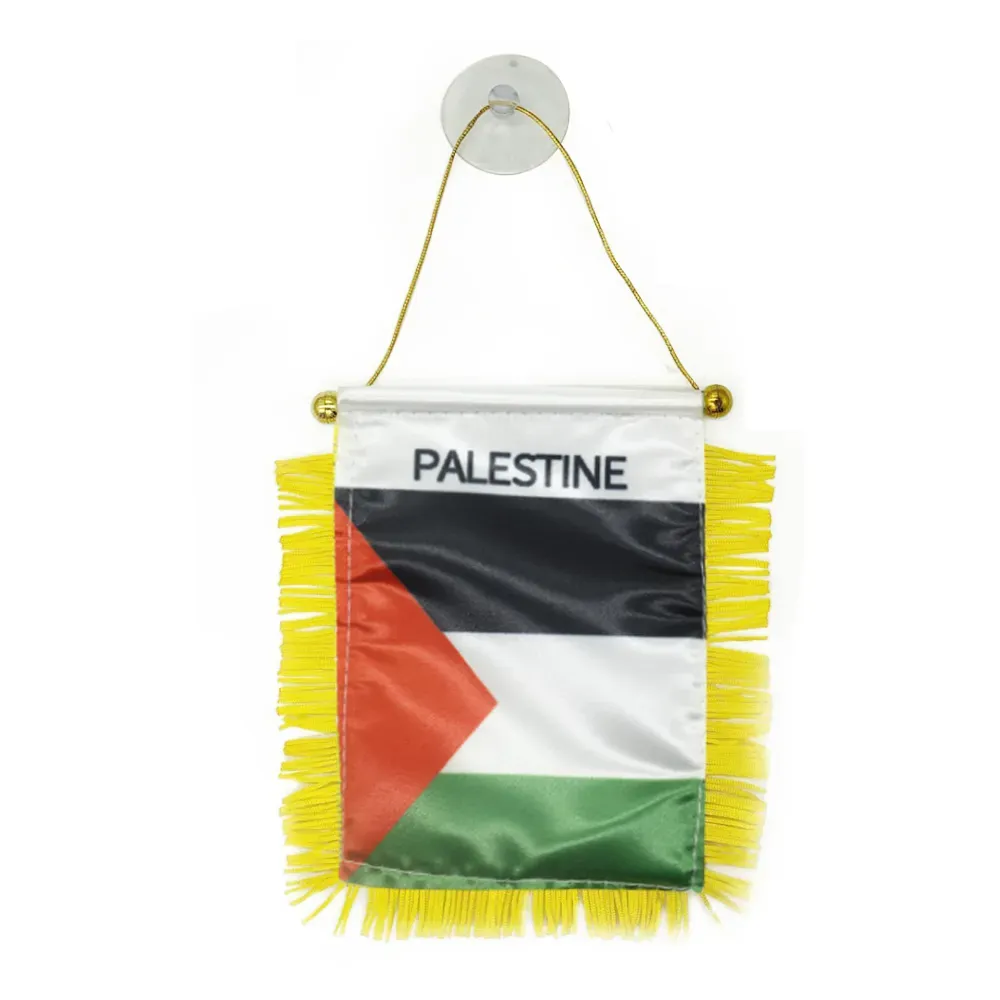 Striscione Mini Bandiera Palestina 10x15 cm Stendardo Premium in Poliestere con Ventosa per la Decorazione della Porta dell'Home Office