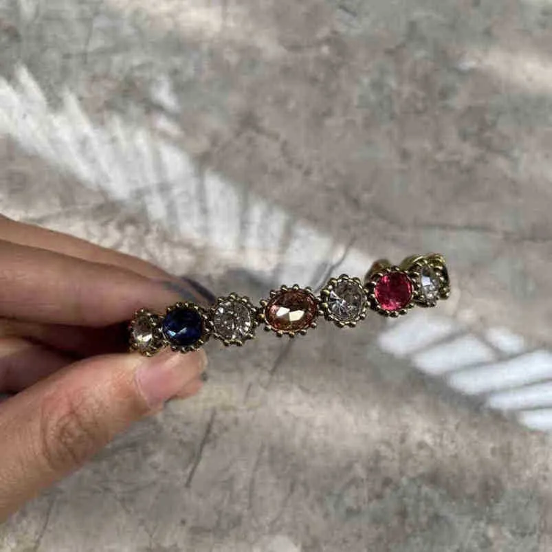 2023 New designer jewelry bracelet necklace ring Accessories open CLASP BRACELET b041 inlaid with color large diamond brass Bracelet