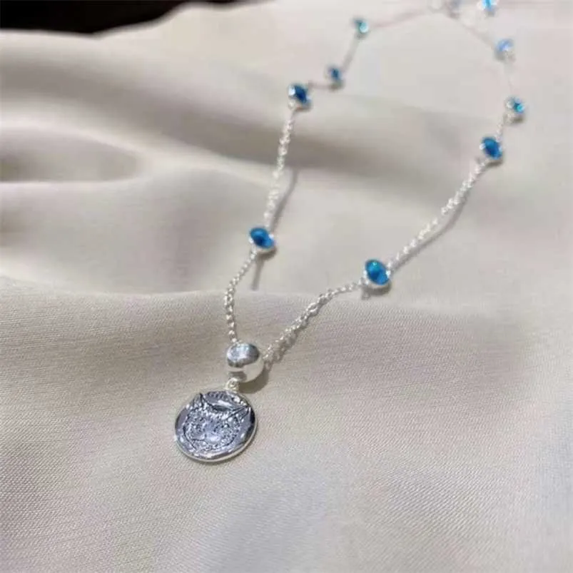 Цепи 2023 Новый дизайнерский ювелирный браслет ожерелье кольцо Zhigujia стерлингового серебра 925 пробы бесстрашная круглая кошачья морда женский Pk8w