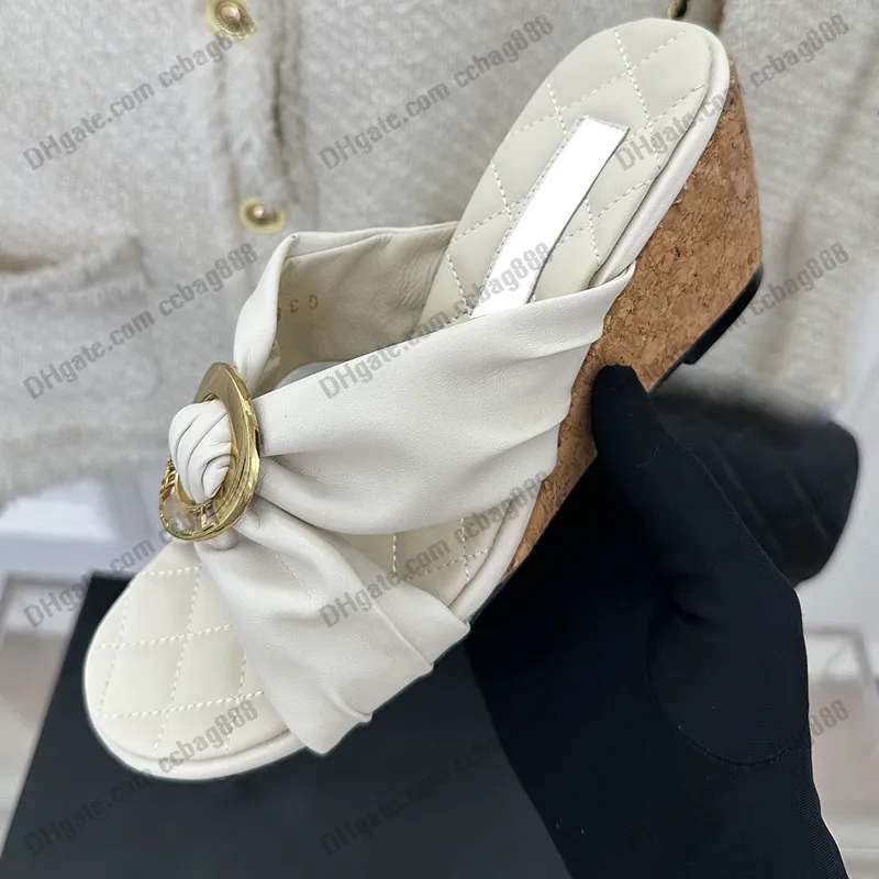 Womens Low Heels Slippers Round Buckle Cross Strap Sandals Wedge