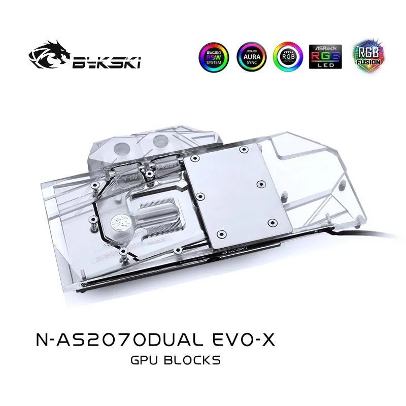 Cooling Bykski Water Block use for ASUS DUAL RTX2070 O8G / 2060S A8G Evo / Full Cover Copper Radiator Block/3PIN 5V ARGB / 4PIN 12V RGB