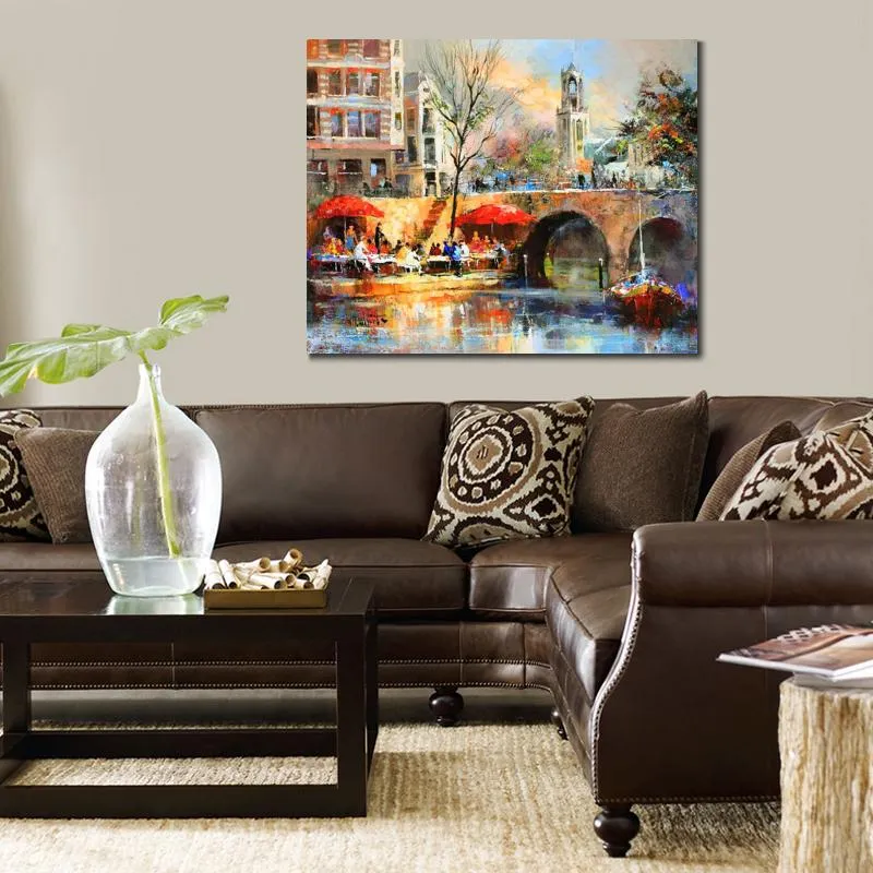 Haenraets Utrecht Cityscape Canvas Modern Impressionist Handmade Art