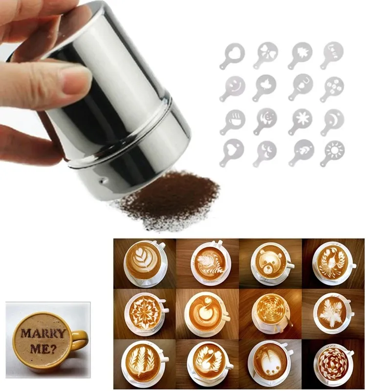 Süslü kahve baskı modeli köpük sprey kek şablonları pudra şeker çikolata kakao kahve baskı montajı
