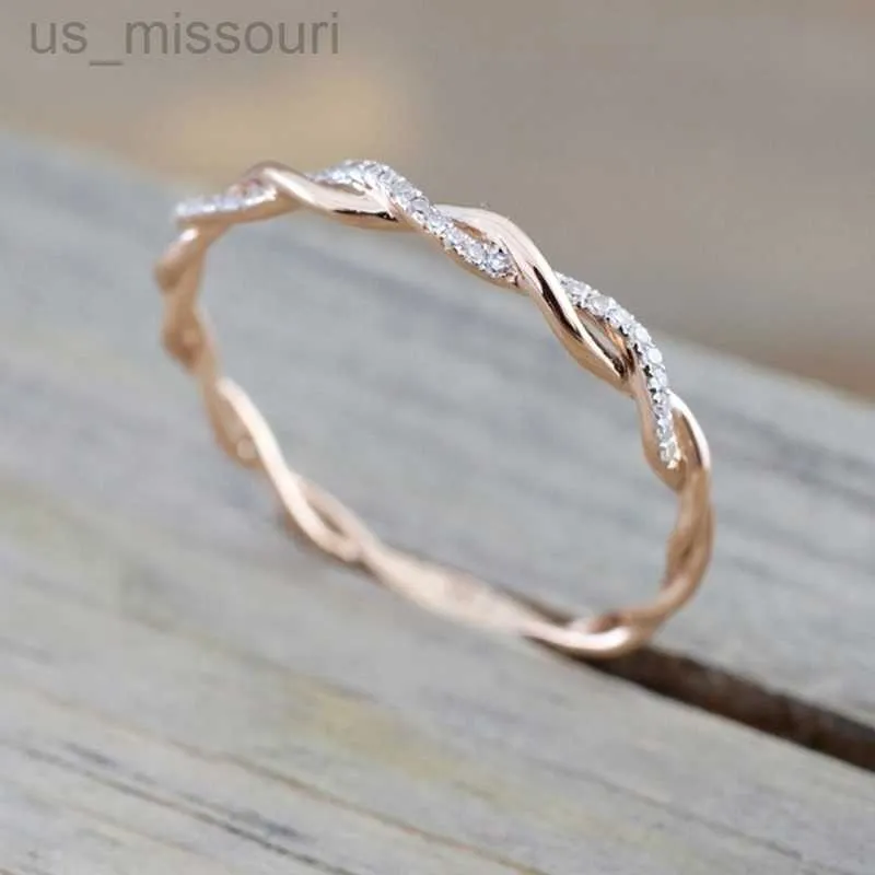Band 1pc Delicate Gold Silver Color Twined Vine Infinity Rings For Women Simple Fashion White Zircon Bridal Engagement_voghion.com