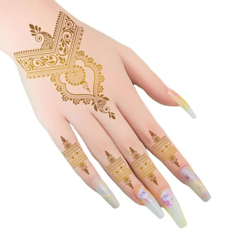 Tattoos Manufacture Removable Indian Bride Hanna Tattoo Sticker For Body Art With Gold Bronzing 500pcs/lot Free Shipping