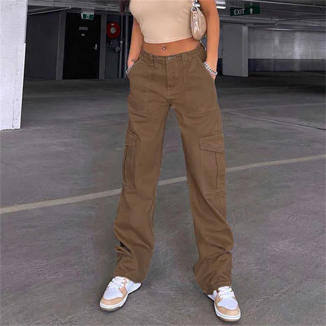 Jeans Cargo pour femmes 2023 nouvelle mode taille basse plus qu'une poche Baggy pantalon Streetwear décontracté pleine longueur pantalon