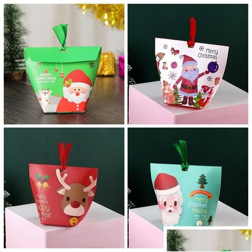 Gift Wrap Creative Christmas Candy Packaging Boxes Xmas Mini Santa Elk Lovely Chocolate Baking Package Party Decoration Drop Deliver Dhs7P