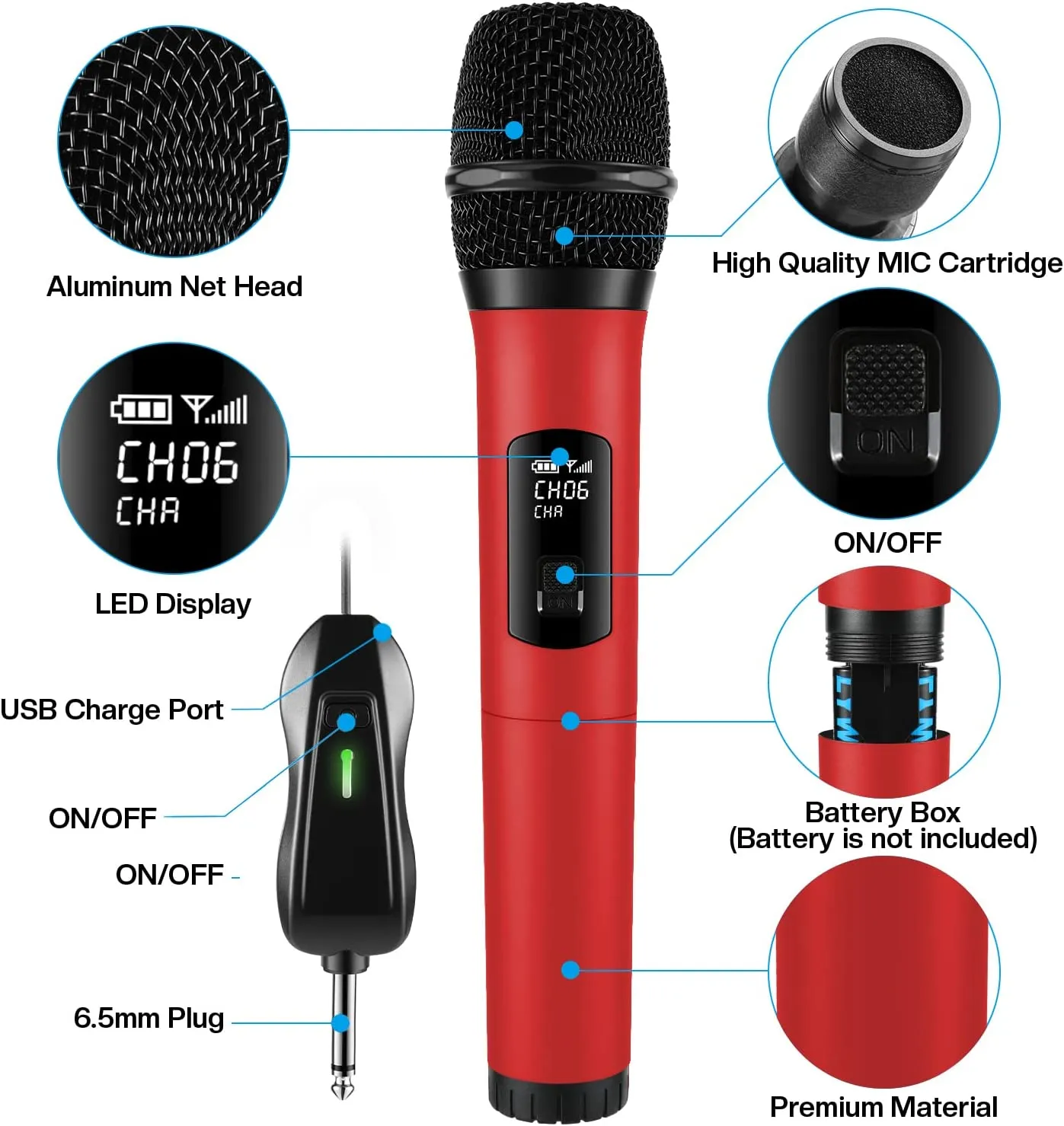 Sistema de altavoz de auriculares inalámbricos para micrófono: UHF Fitness  Head Mic - Amplificador de voz profesional Micrófonos para hablar - Con