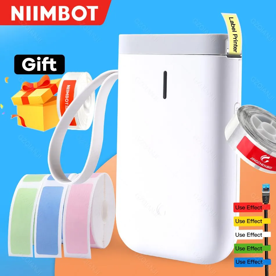 Imprimantes Niimbot D11 Étiquette d'autocollante imprimante mini machine sans fil avec étiquette de transpatation autocollant en papier de remplacement de remplacement de papier couleur blanc