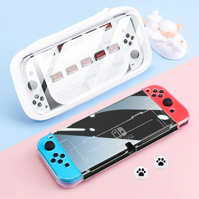 Sacchetti kit di custodia cristallina per Nintendo Switch OLED che trasporta una busta di borsa trasparente per la protezione della console di gioco NS OLED