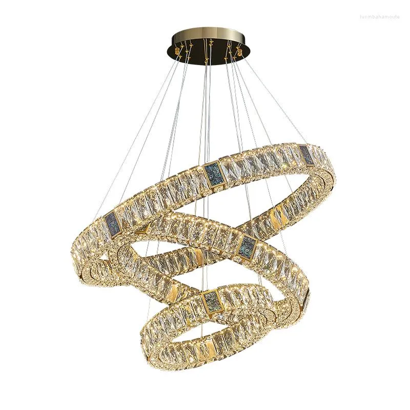 Chandeliers Golden Chrome Colorized Crystal Round Oval Designer LED Chandelier Lighting Lustre Suspension Luminaire Lampen For Dinning Room