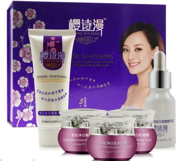 Sun Ying Shi Man 5 PCs Face Skin Care Repare Whitening Aferming Hidration Remover Freckle