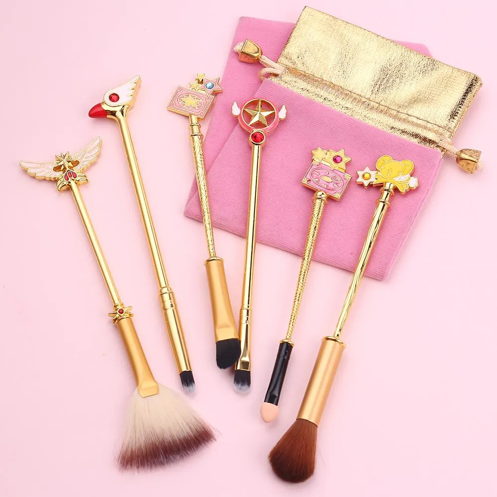 Pinceles Envío gratis 6 unids/set Anime Sakura Cardcaptor pinceles de maquillaje sombra de ojos Concear kit de herramientas de brocha de maquillaje cosmético profesional